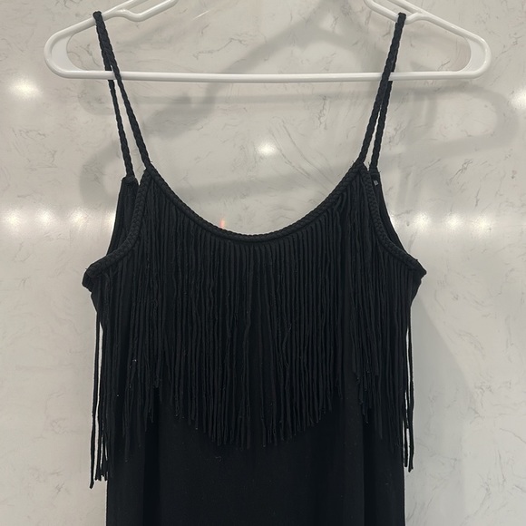 Tart Collections Bernice Fringed Stretch-Modal Maxi Dress in (BLACK) (XS) - Picture 9 of 12